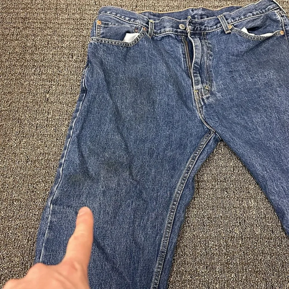 Levis 505 Jeans Mens Size‎ 38x30 Blue Denim Classic Fit Outerwear FLAWS - Picture 7 of 7